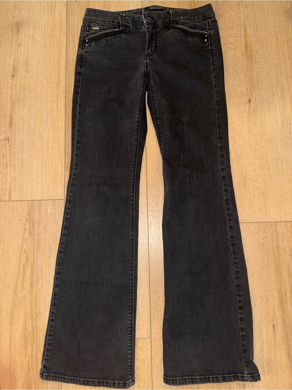 White House Black Market BLANC Modern Flare Black Jeans Size 6R